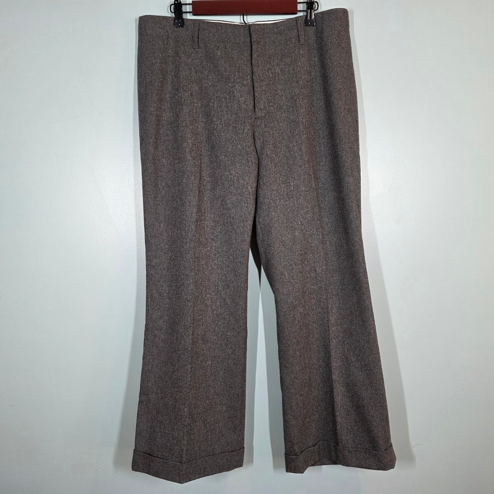 Gap Womens Wool Blend Wide Leg Trousers Cuffed Gray‎ Dress Pants Size 16R 03/07